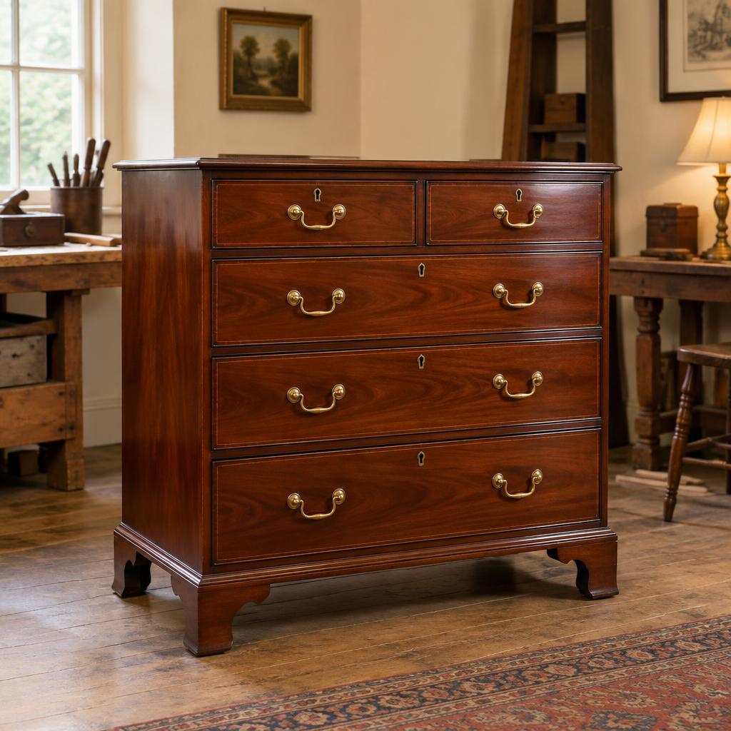 Victorian mahogany chest of drawers with brass handles